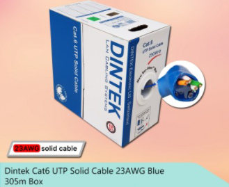 DINTEK CAT6 UTP SOLID CABLE 23AWG BLUE 305M BOX