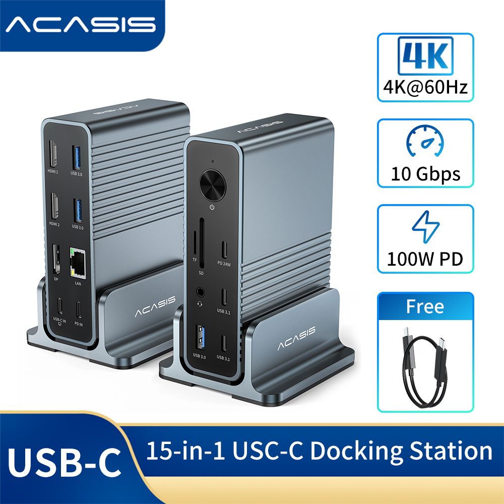 ACASIS USB-C Desktop Docking Station锛�5-in-1锛�Docking Station For USB-C Laptop, 4K HDMI Display, DP 4K@60 HZ, 2*USB3.1 10GBPS