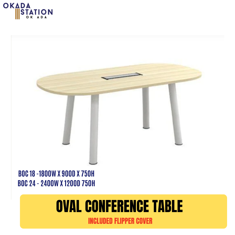 OVAL CONFERENCE TABLE / MEETING TABLE / L1800 x W900 x H750 / L2400 x W1200 x H750 / BOC 18 / BOC 24