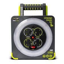 Masterplug LED Worklight Extension Reel WLU05134SL with 5m Cable, 4 Socket & 5W 500ml LED Work Light WLV05134