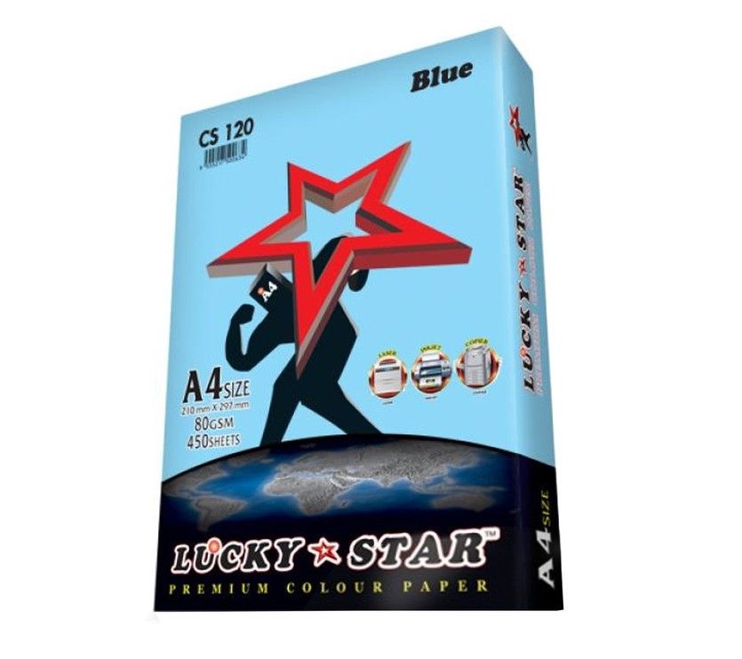 Lucky Star A4 Premium Colour Paper CS120 80gsm 450 sheets Blue