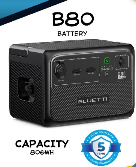 BLUETTI B80 Portable Power 806Wh LiFePO4 Expansion Battery AC Solar Generator