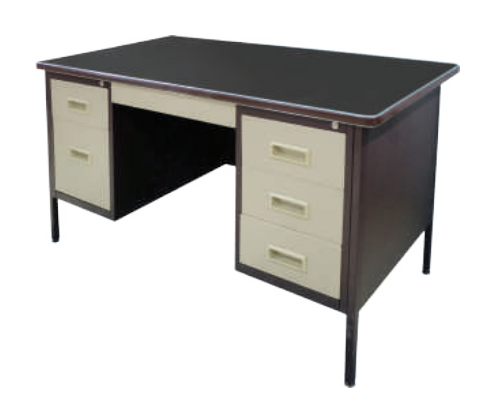 STERLING 5 FEET DOUBLE PEDESTAL DESK (BLACK LINOLEUM TOP - S103/LT) / (MELAMINE CHIPBOARD TOP - S103/MT)