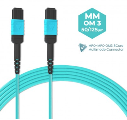 MPO TO MPO FEMALE OM3 40GB 8CORES MULTIMODE FIBER OPTIC TRUNK CABLE MPO MTP 3 METER