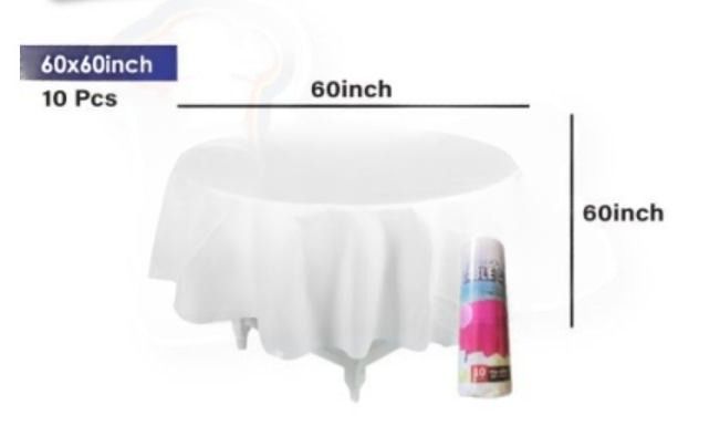 SWC DISPOSABLE PLASTIC TABLE CLOTH WHITE 60X60INCH