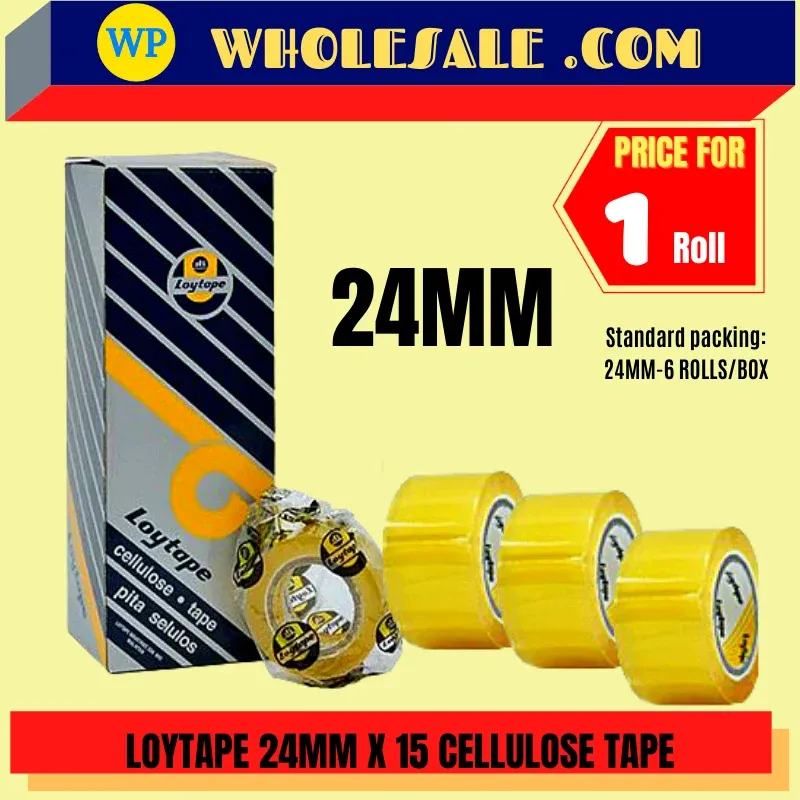 LOYTAPE CELLULOSE TAPE - 24MM X 15M / Loytape / Tape / Cellophane Tape / Cellulose Tape / 24MM X 15M / Loytape 15m Cellulose Tape