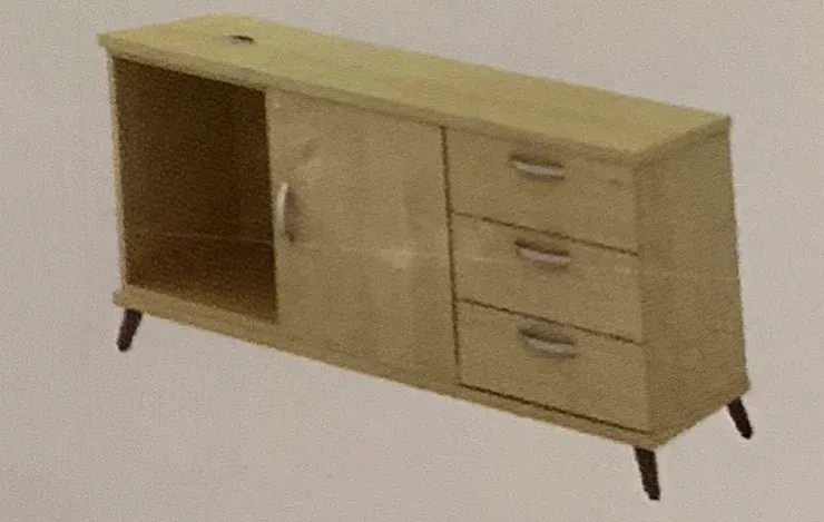 OPEN SHELF+SWINGING DOOR(R)+FIXED PEDESTAL 3D