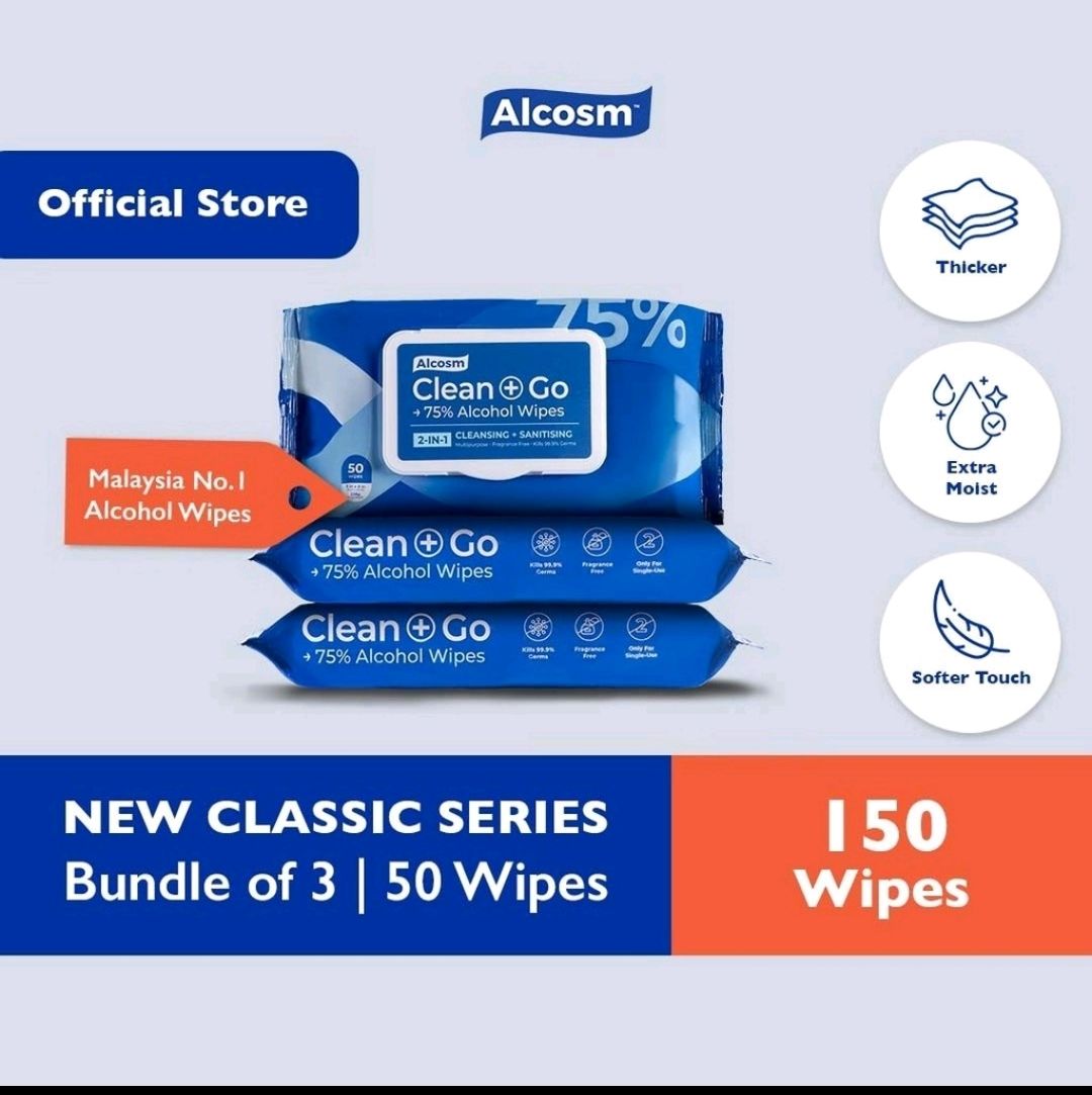 Alcosm Wipes Tissue Alcosm 50wipes (3pack)