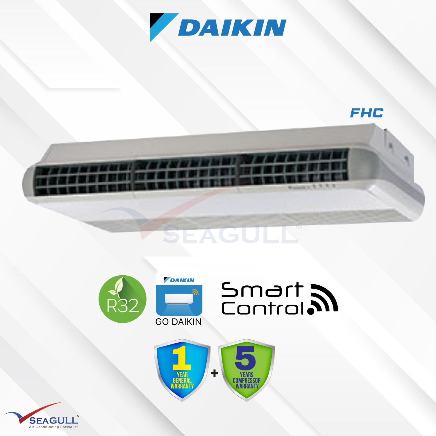 Daikin Ceiling Exposed FHC140A Non-Inverter 5.0HP R32
