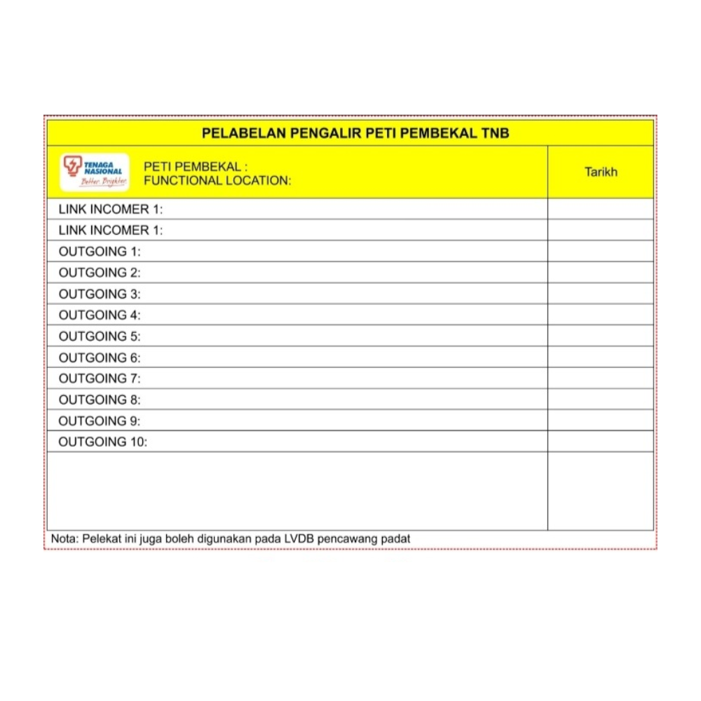 OEM Sticker Pelekat Pertama Perlabelan Peti Besi 297mm x 210mm (100pcs)
