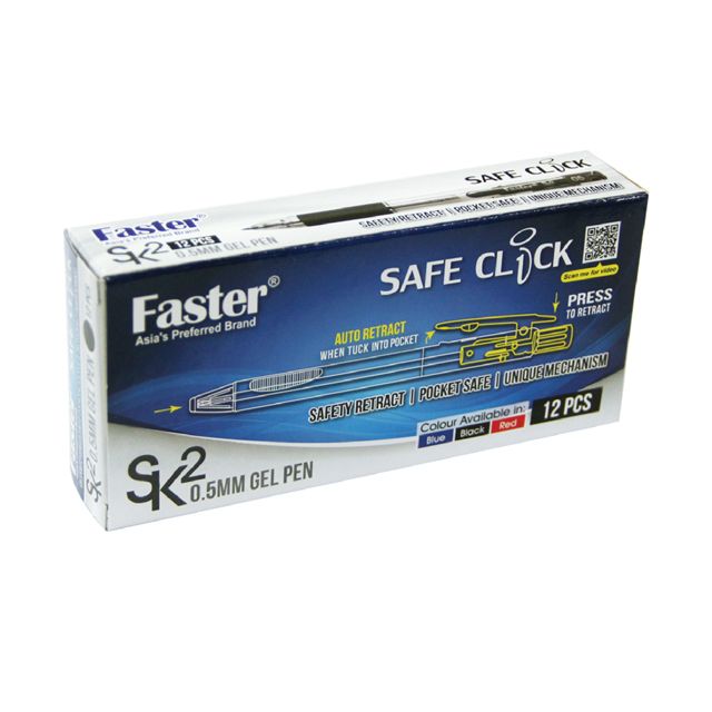 FASTER SAFE CLICK SK2 0.5MM GEL PEN RED 12PCS