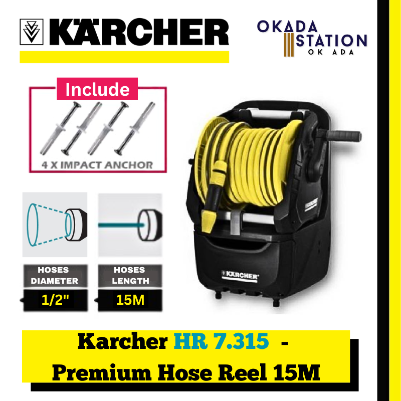 Karcher HR 7.315 - Premium Hose Reel (15M) / Hose Reel / Garden Hose Reel / 1/2" / Hose Reel kit