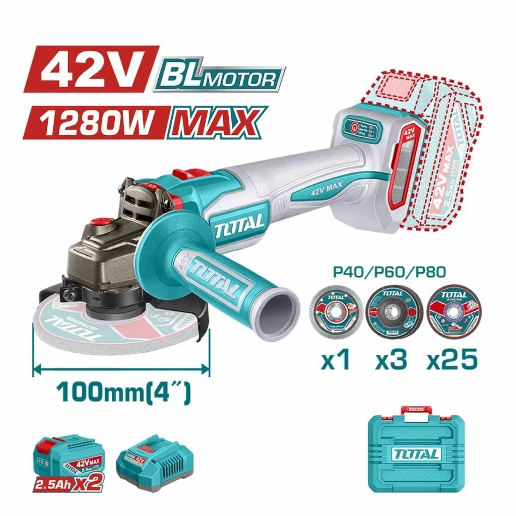 Total 42V Li-ion Cordless Angle Grinder M10 TAGLI4128102