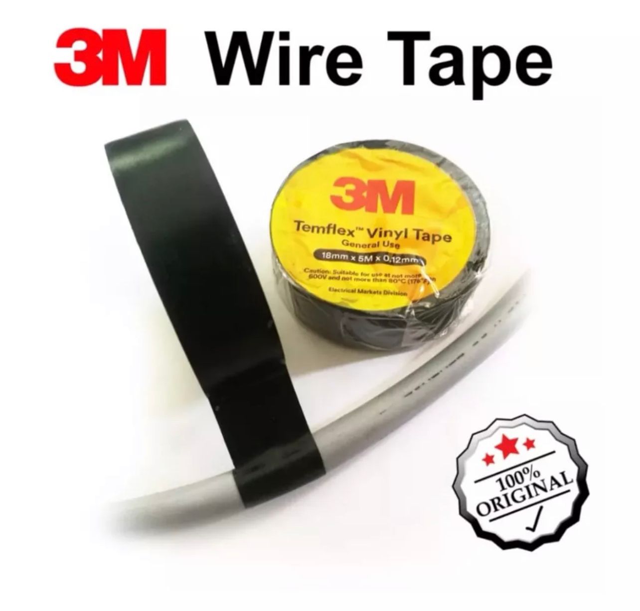 3M Temflex Vinyl PVC Electrical Tape Waterproof Wire Tape [18mm x 5m] (10pcs price)