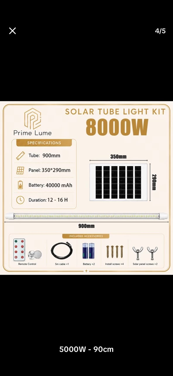 Prime Lume Solar  Tube Light Kit 8000W