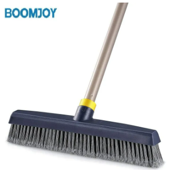 *BOOMJOY Push Broom Brush Stiff Bristles Broom Head Telescopic Heavy-Duty Outdoor Commercial for Cleaning Bathroom Kitchen Patio Garage Deck Concrete Wood Stone Tile Floor