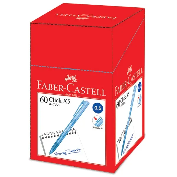 FABER CASTELL BALLPEN 0.5MM 60PCS BLUE