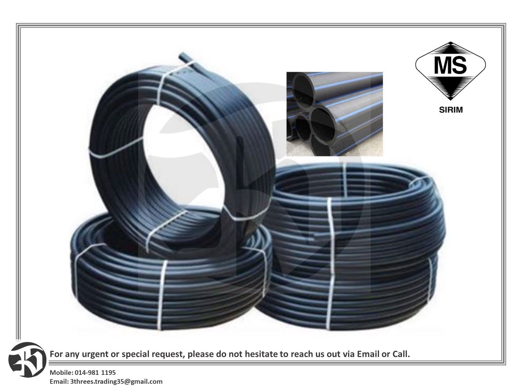 High Density Polyethylene HDPE Pipe 20/25/32mm (PN16) SIRIM