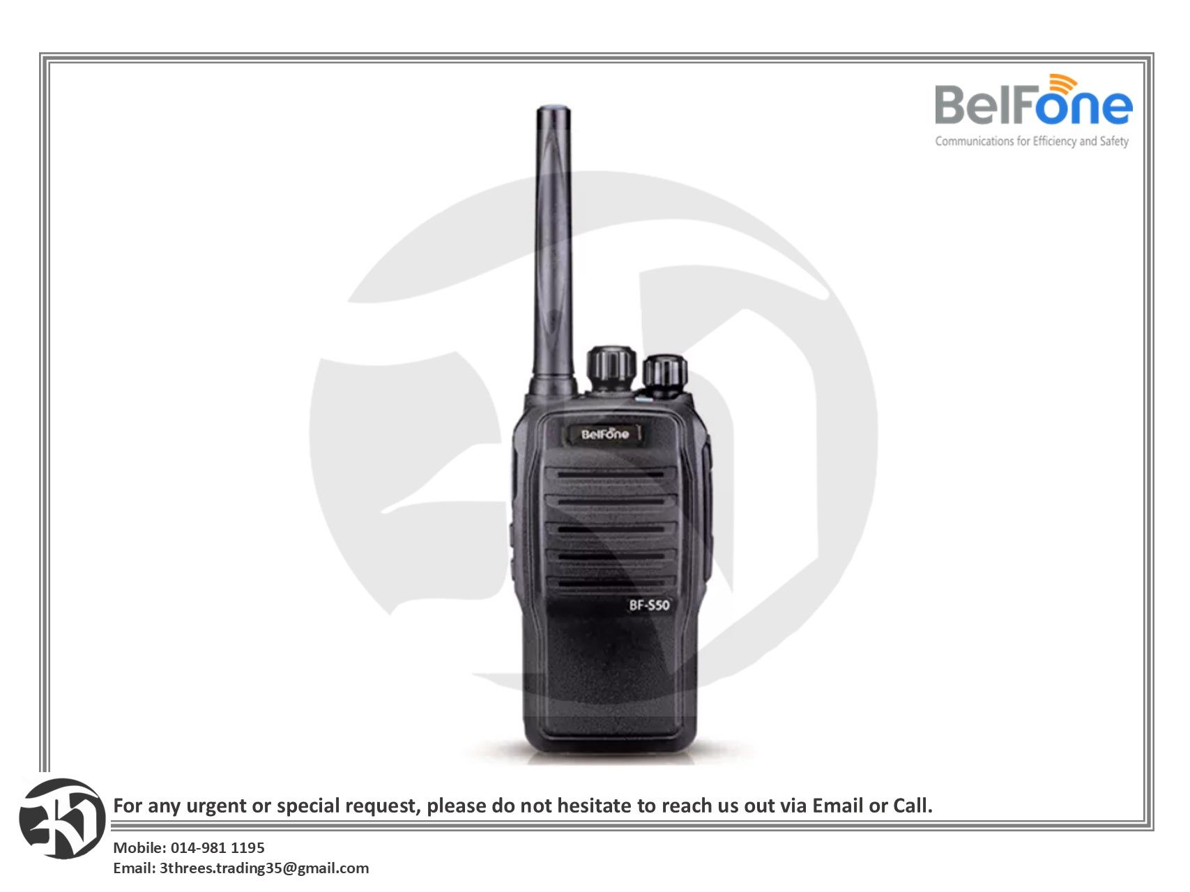 Belfone BF-S50 Analog Walkie Talkie (PREORDER 1-2 MONTHS)
