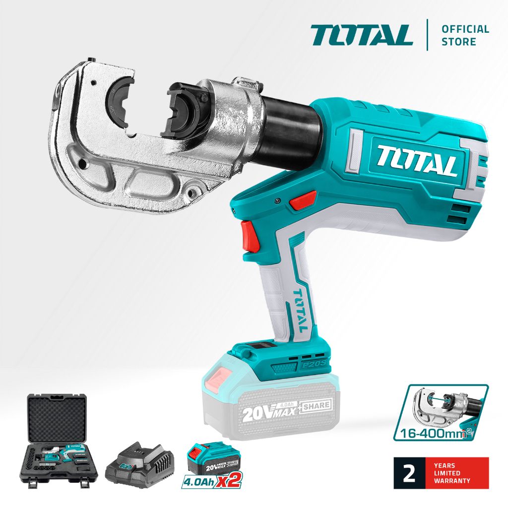 TOTAL TCTLI2002 LI-ION HYDRAULIC CRIMPING TOOL (ROTATABLE HEAD DESIGN WITH BUILT-IN LED DISPLAY TO PROVIDE USAGE COUNT.)