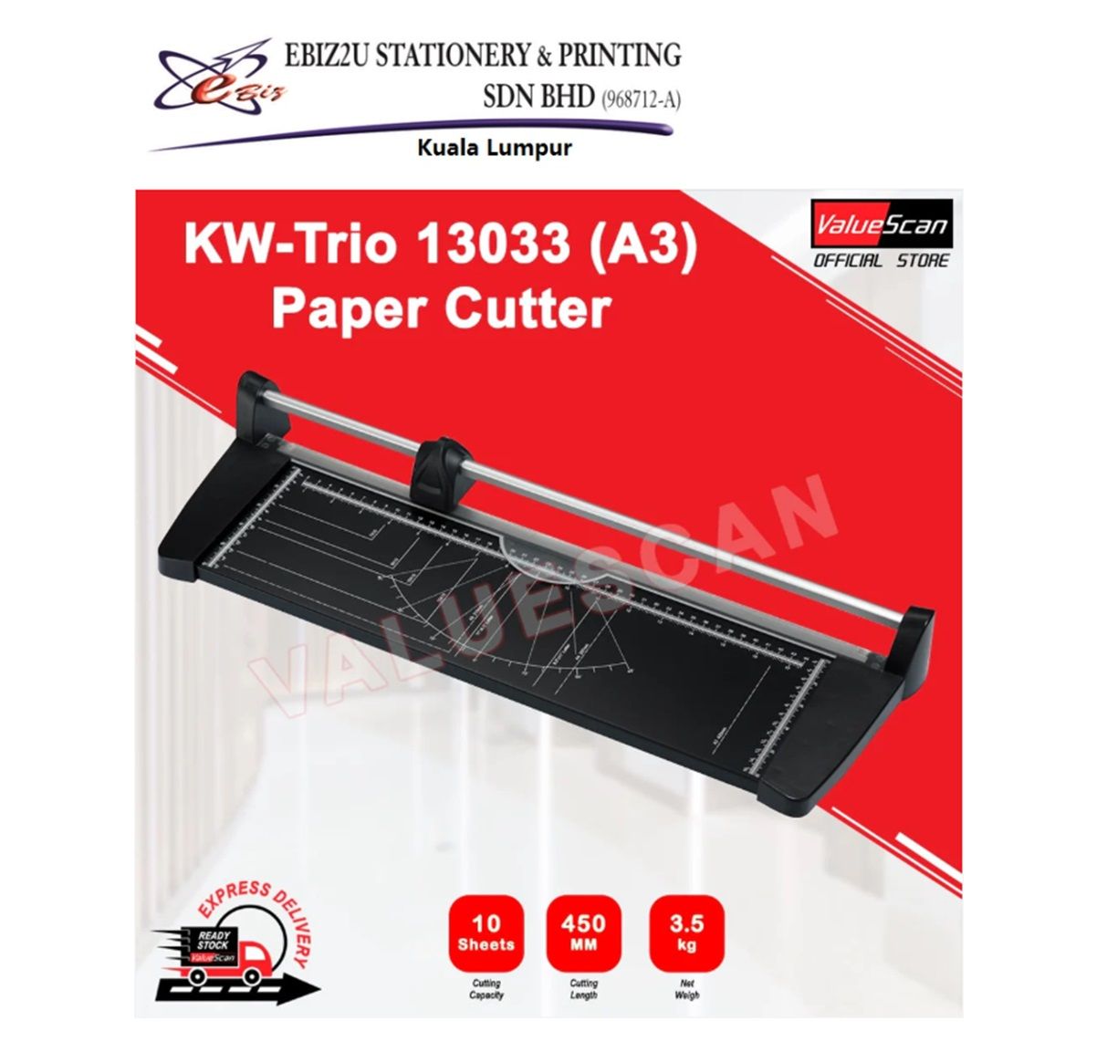 KW-Trio 13033 (A3) Rotary Paper Cutter / Sheet Trimmer