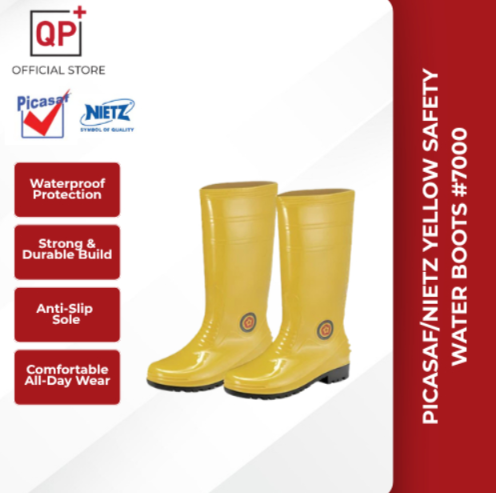 PICASAF/NIETZ YELLOW SAFETY WATER BOOTS KASUT GETAH INDUSTRI #7000 l BUT KESELAMATAN | 安全靴-52902