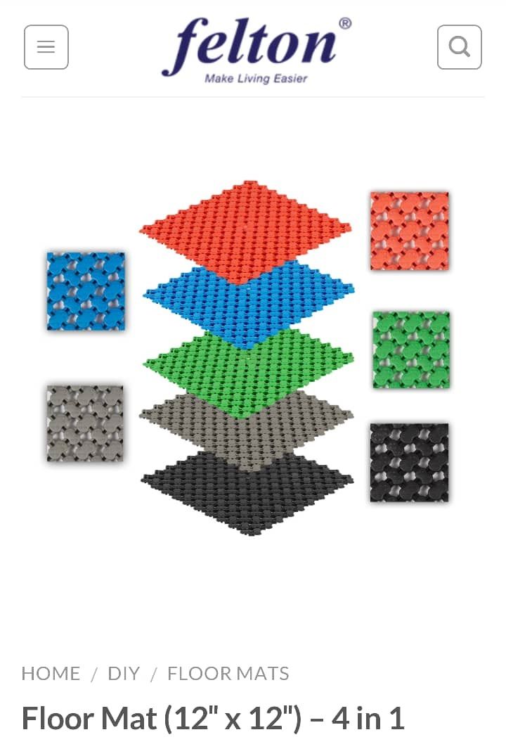 Anti Slip Floor Mat Black 4 pieces