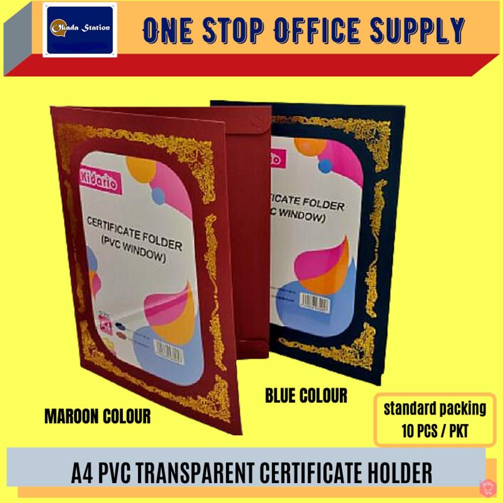 CERTIFICATE HOLDER A4 PVC TRANSPARENT CERTIFICATE HOLDER (MARON)(BLUE) / FILE SIJIL / BEKAS SIJIL