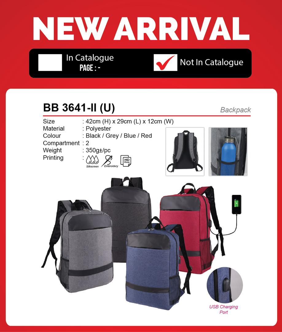 GIFT & SOUVENIRS: BB 3641 - II(U) BACKPACK - WITHOUT & WITH LOGO PRINTING / BB 3641 - II(U) / LAPTOP BAG / BAG / BACKPACK
