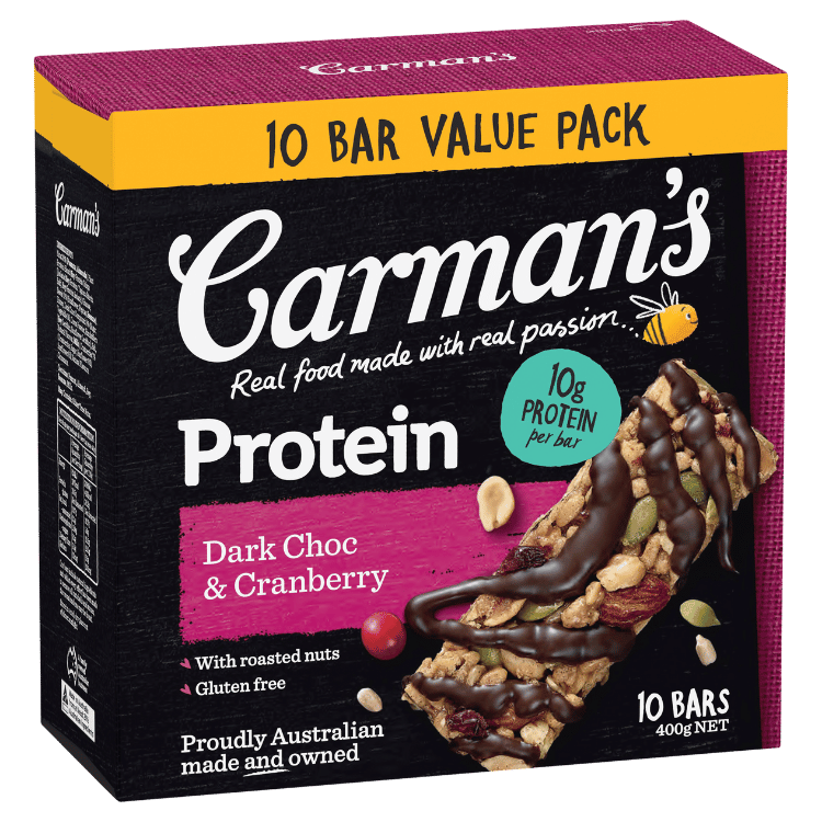 Carman’s Dark Choc & Cranberry Protein Bars x 6