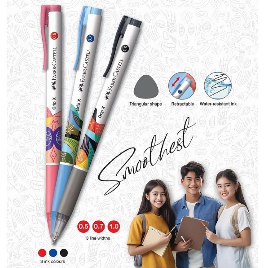 FABER CASTELL GRIP BALL PEN BLACK/BLUE/RED