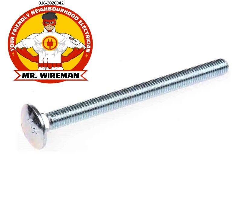 Bright Zinc Plated Steel Coach Bolt, M8 x 100mm