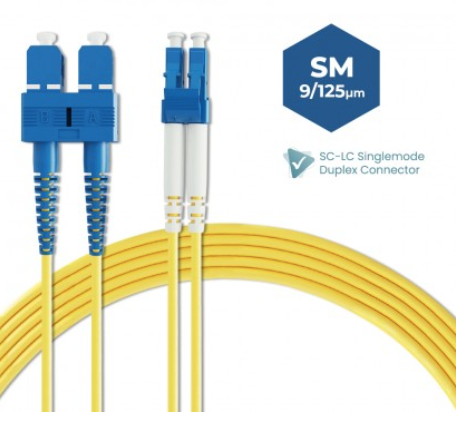 SC-LC 9/125 SINGLEMODE DUPLEX FIBER OPTIC PATCH CABLE 3M 5M 10M 15M 20M 30M 40M 50M