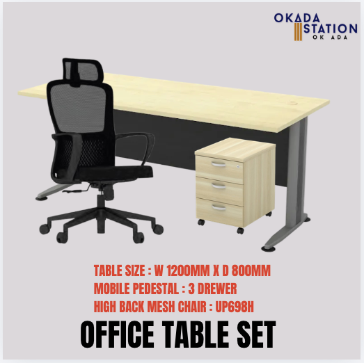 OK OFFICE TABLE SET / TABLE + MOBILE PEDESTAL + CHAIR SET