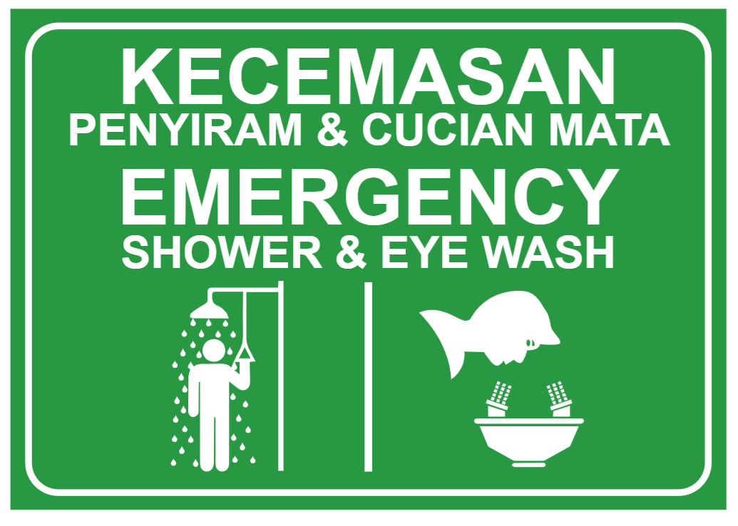 SIGNAGE ACRYLIC KECEMASAN PENYIRAM & CUCIAN MATA (SIZE: (H)300MM x (W)210MM) + TWISTED LINK CHAIN (1.6MM) + SPRING SNAP HOOK LOCK