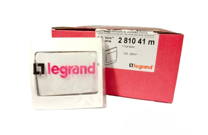LEGRAND MALLIA 281041 10A 250V N/O CONTACT PUSH BUTTON SWITCH (PUSH TO MAKE) (WHITE)
