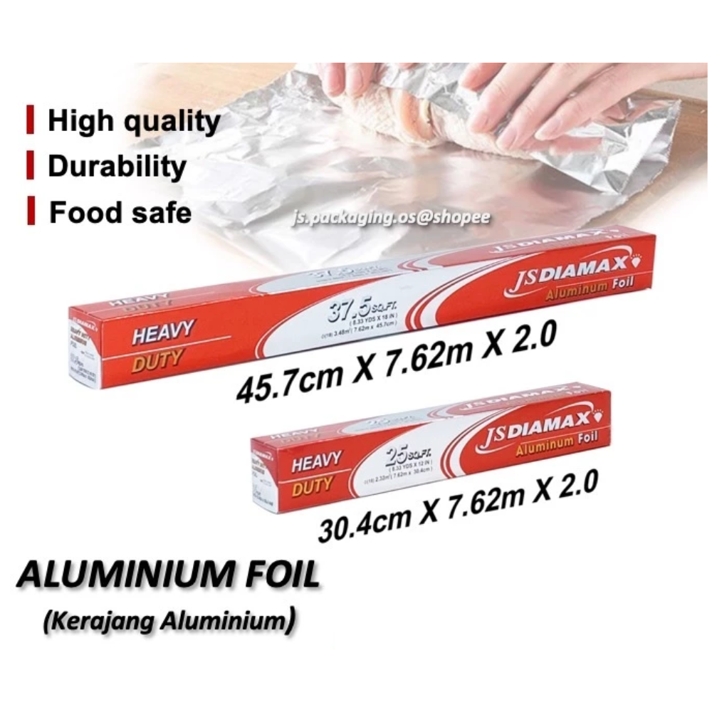 JsDiamax Aluminium Foil / BBQ Baking Foil / Catering Foil / Kerajang Aluminium (2.0 Thick)