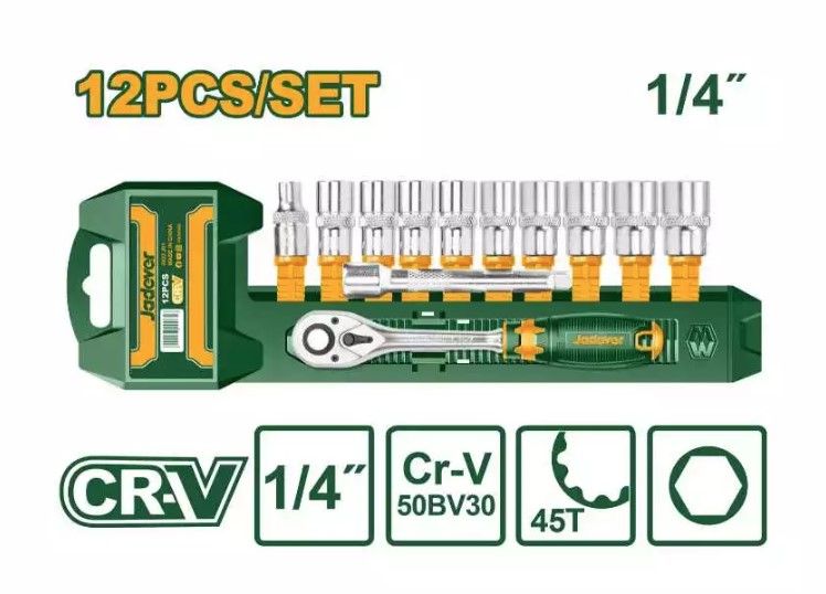 JADEVER 12 PCS 1/4" SOCKET SET JDST4212