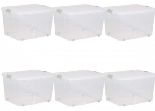 TRANSPARENT PLASTIC STORAGE CABINET BOX WITH WHEEL