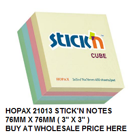Hopax Stick Note Pad 76mm x 76mm (100pcs)