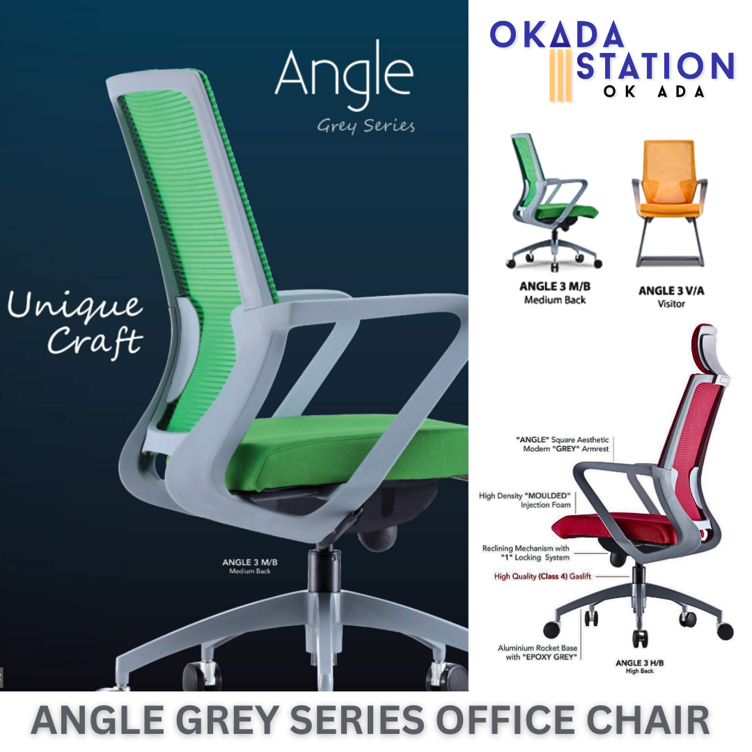 CLASSIC CHAIR ANGLE 3 FABRIC ERGONOMIC OFFICE MESH CHAIR WITH ALUMINIUM LEG (GREY SERIES)- ALL SIZE / CLASSIC CHAIR / OFFICE CHAIR / ERGONOMIC EXECUTIVE CHAIR / ERGONOMIC OFFICE CHAIR / FABRIC OFFICE CHAIR / EXECUTIVE CHAIR / MESH CHAIR / CHAIR / ANGLE 3