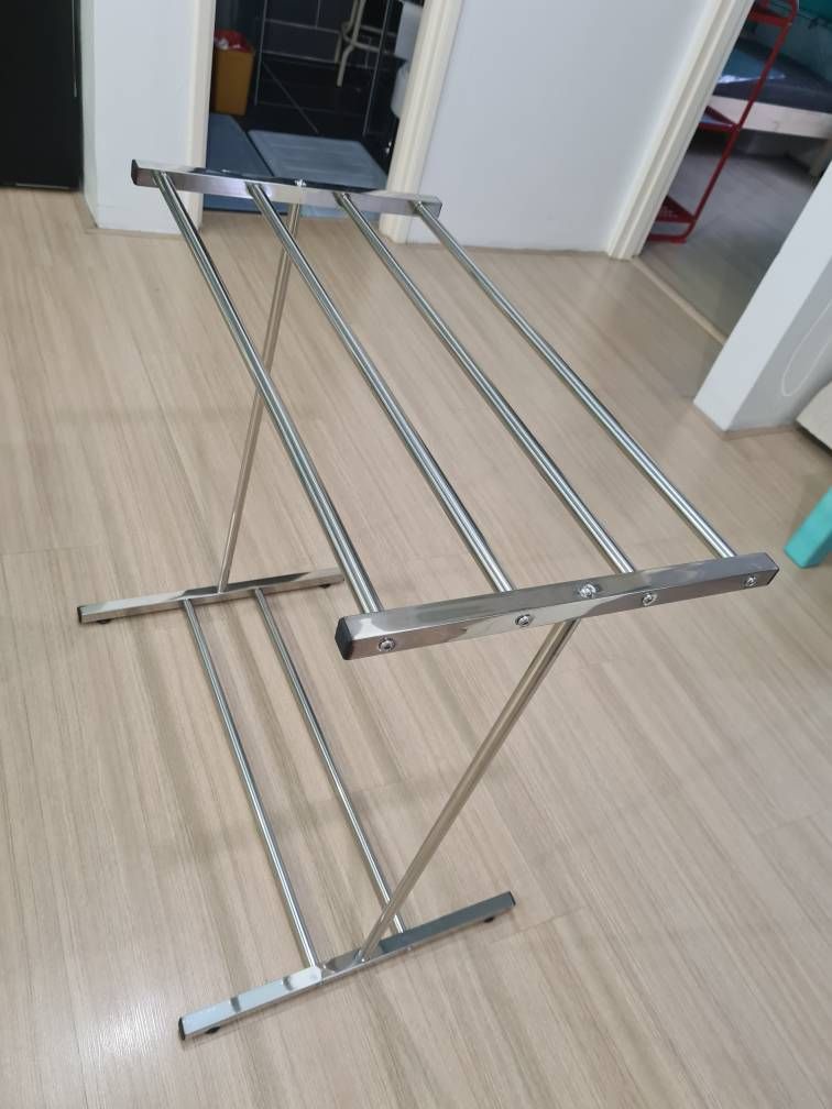 Stainless Steel Towel Stand Rack Cloth Drying Rack Clothes Hanger Floor Standing Rak Penyidai Tuala Baju