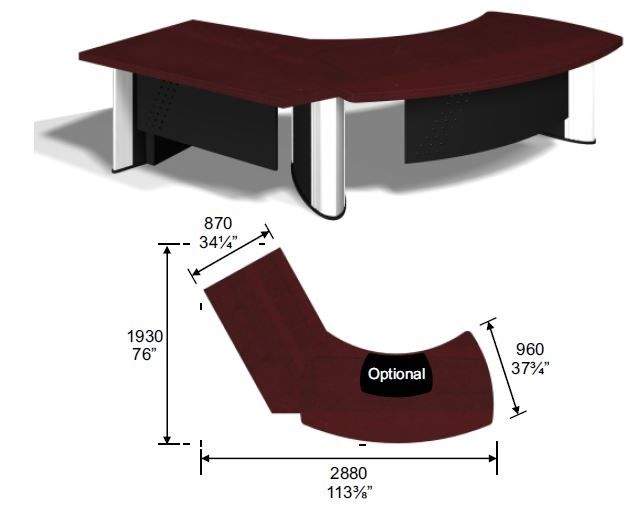 Knight Executive Desk With Computer Desk Return