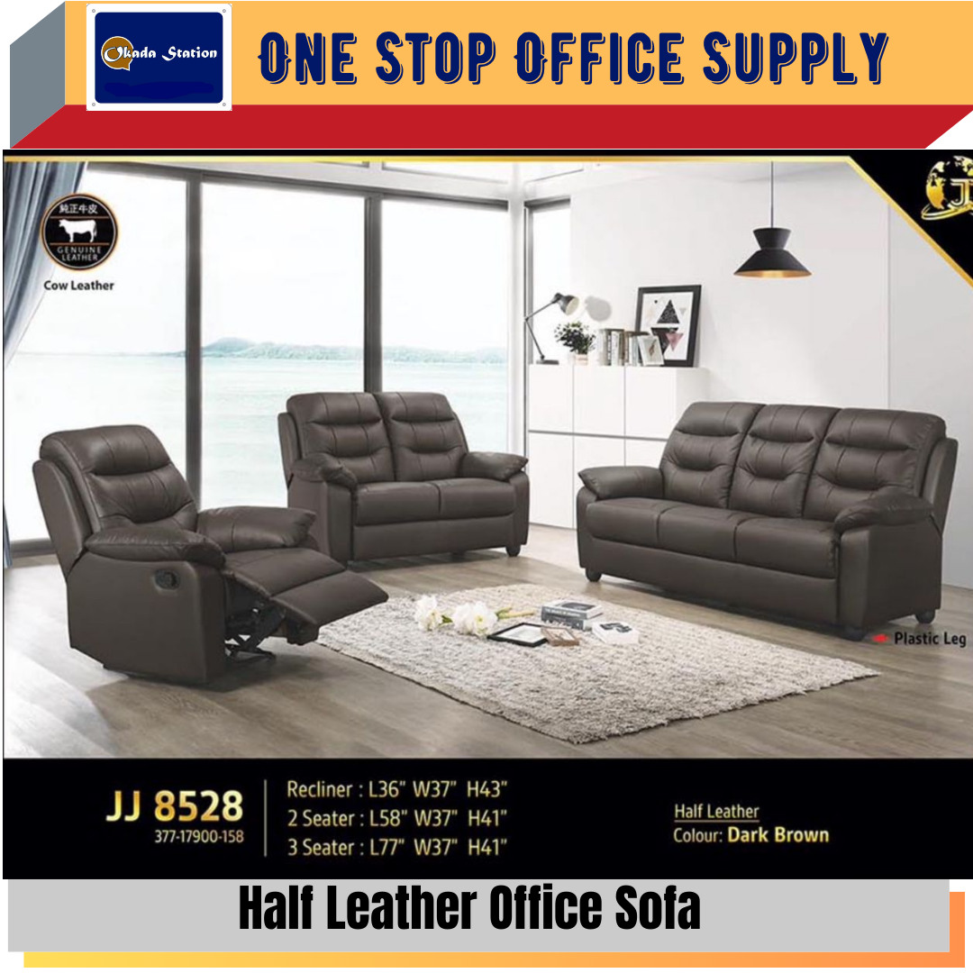 OFFICE SOFA SET / HALF LEATHER / JJ 8528 / SOFA OFFICE / 1 SEATER RECLINER / 2 SEATER / 3 SEATER / COFFEE TABLE / SIDE TABLE / MEJA KOPI /