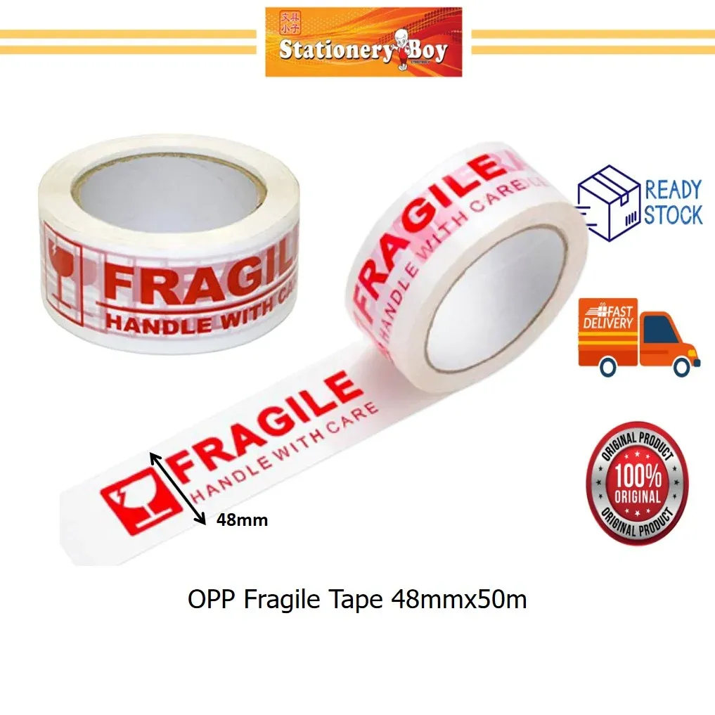 OPP Fragile Tape 48mmx50m / Pita Pelekat Amaran Mudah Pecah