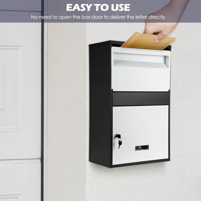 Anti-Theft Parcel Box Outdoor Collection Locker Large Wall-Mounted Delivery Box (65*40*23cm)