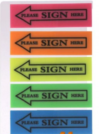 STICKY NOTE 5'S SIGN HERE