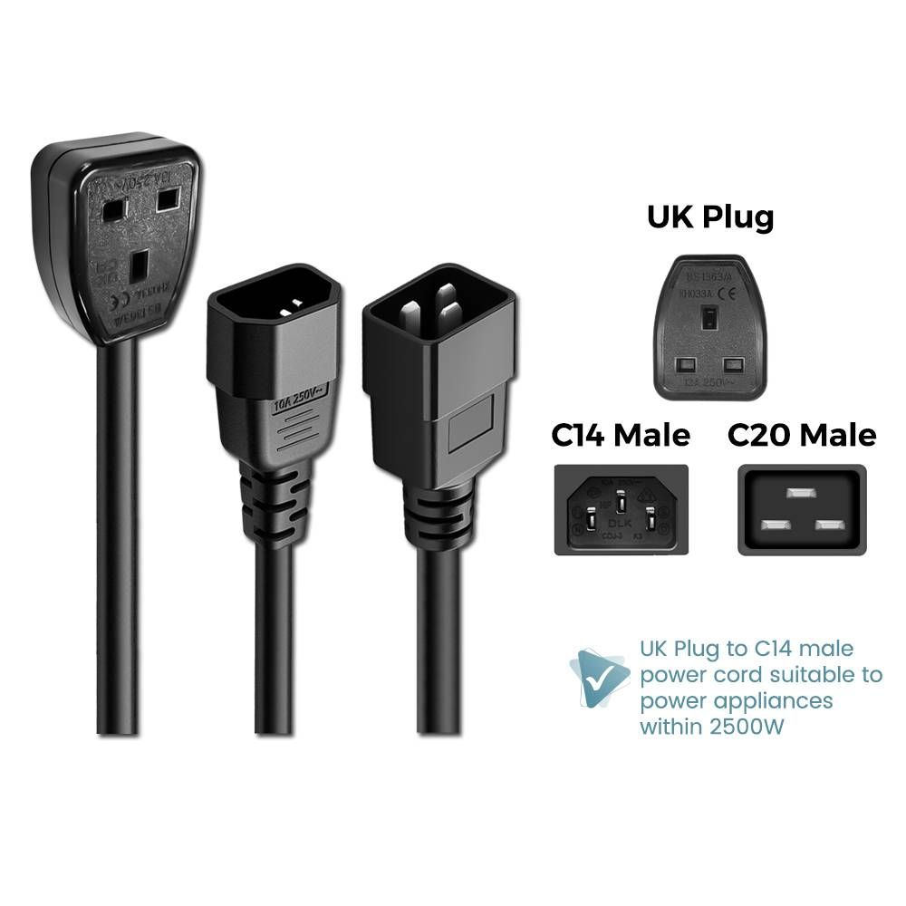 UPS IEC-320-C14 TO UK MALAYSIA 13A SOCKET POWER