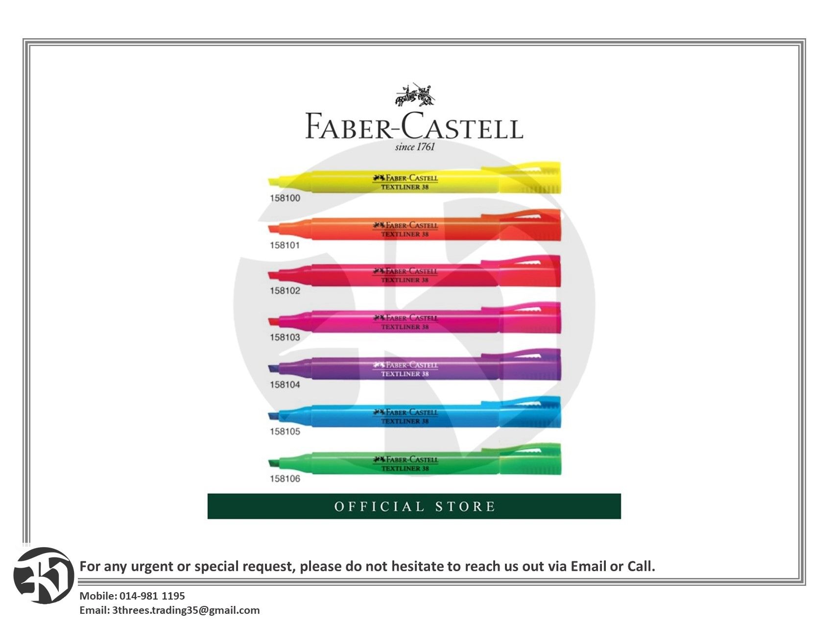 Faber-Castell Textliner 38, Box of 10 pieces