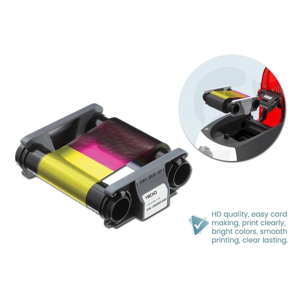 BADGY CBGR0100C YMCKO COLOR RIBBON FOR 100 PRINTS